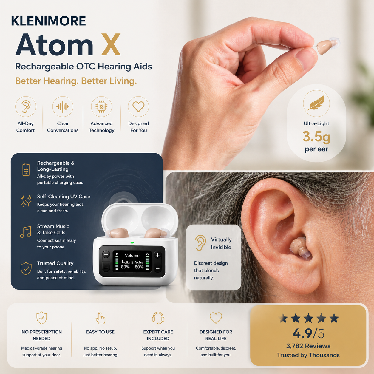 🔥 Only 2 Hours Left! 👂 KLENIMORE™ Atom X Smart Hearing Aids — Clearer Sound, More Comfortable Living 💖🔊